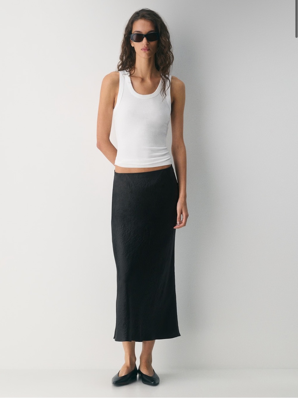Babaton Satin Slip Skirt in Black